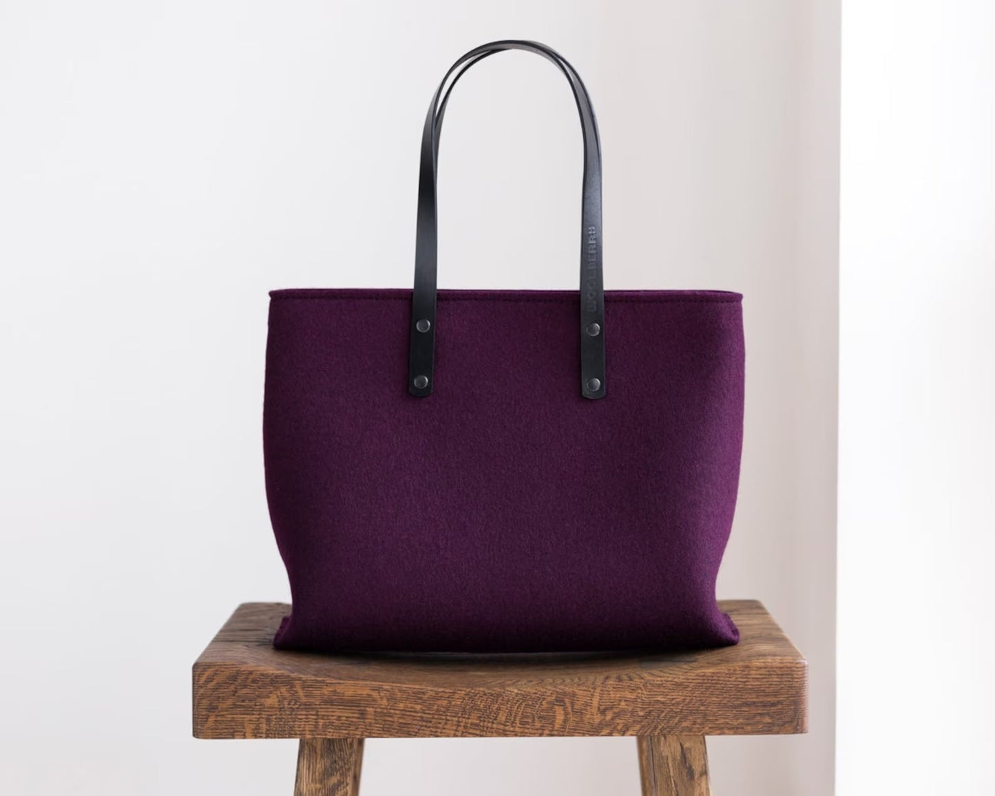 Merino Wool Felt Tote Bag with Leather Handles